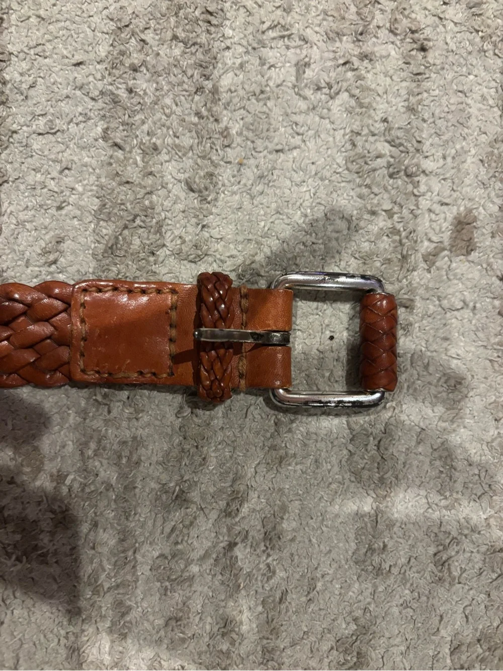 Barneys New York Woven Leather Belt in Tan Brown